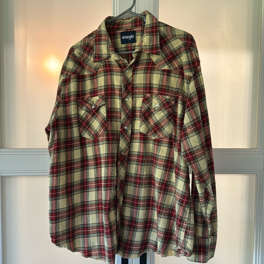 XXL Wrangler Pearl Snap Cowboy Flannel Shirt